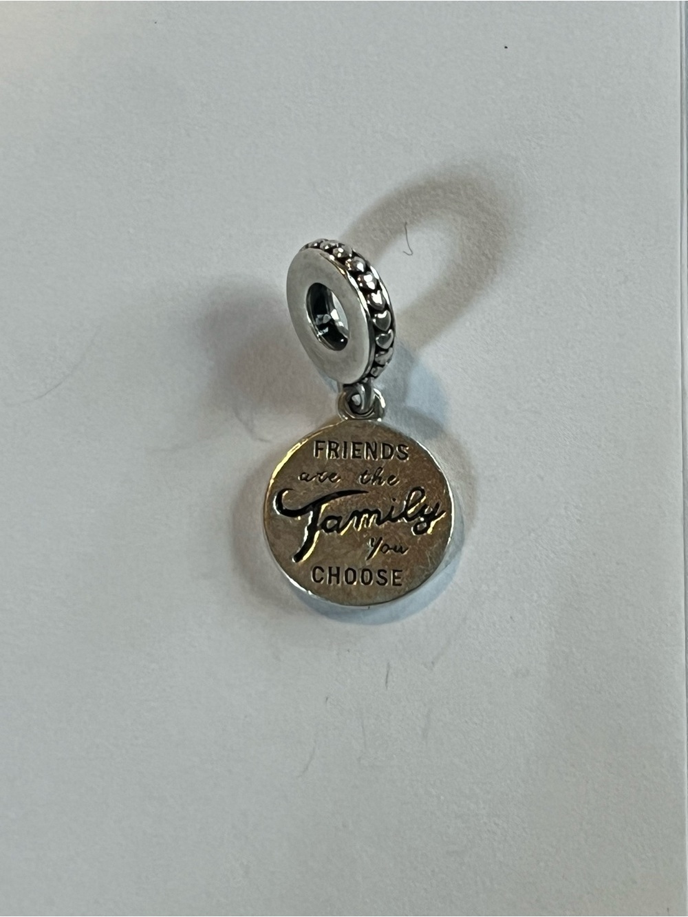 Pandora Silver 'Friends Are the Family You Choose' Round Charm Dangle